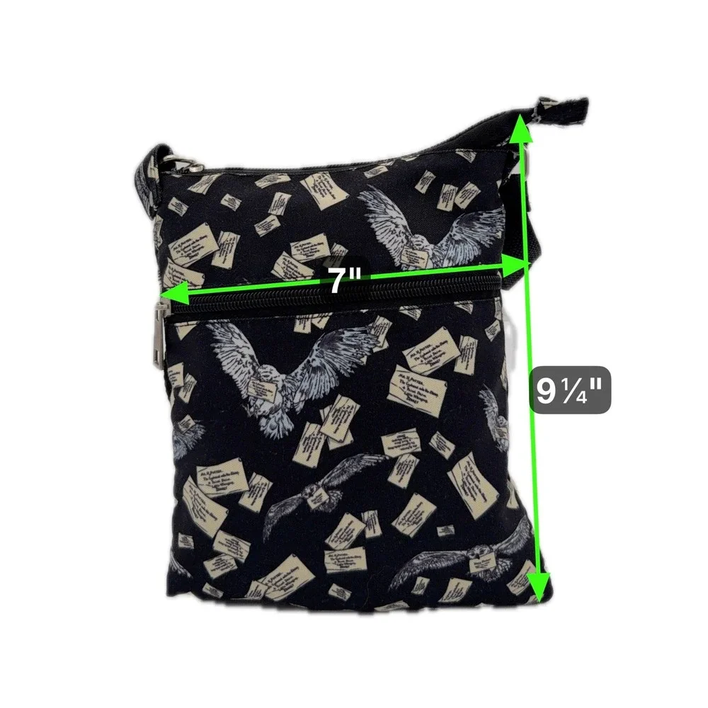 Harry Potter Crossbody Bag Owl Letter Print Mini Messenger Black‎